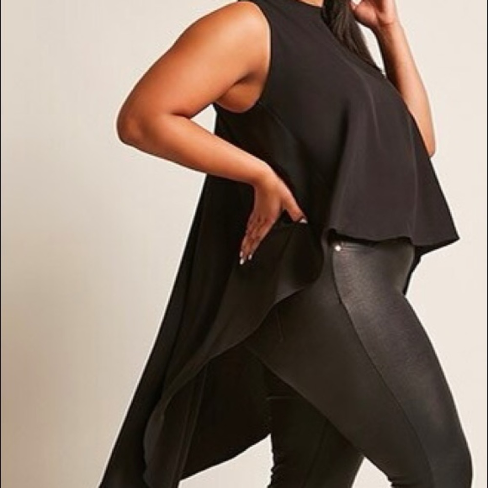 Black High Low Asymmetrical No Sleeve Top Sz 2X